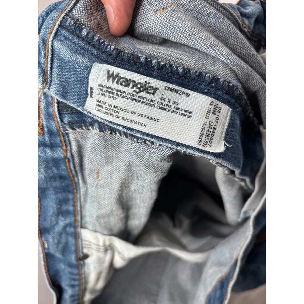 Wrangler 13MWZPW Cowboy Cut Jeans Mens 44x30 Blue Denim Straight Leg Western